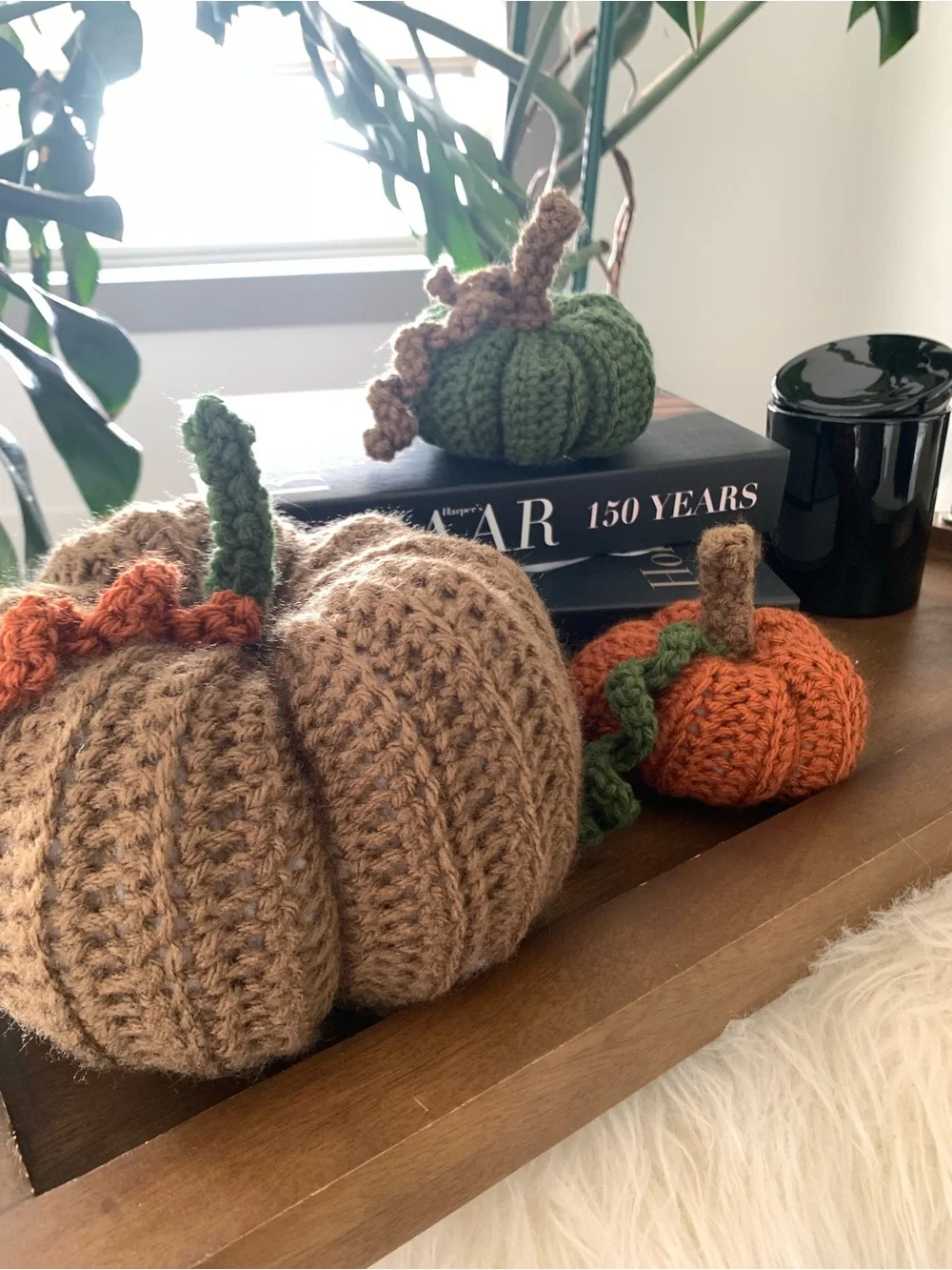 Fall Autumn Crochet Pumpkins set of three
